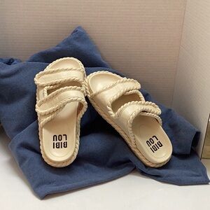 Bibi Lou Anthropologie slides sandals textured coastal braided rope boho 37